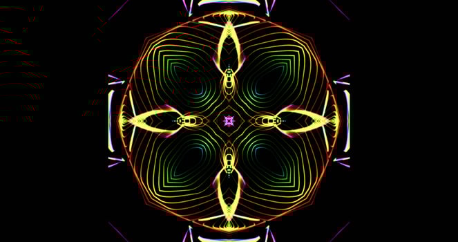 Kaleidoscopic Pattern On Dark Background In Vibrant Colors photo