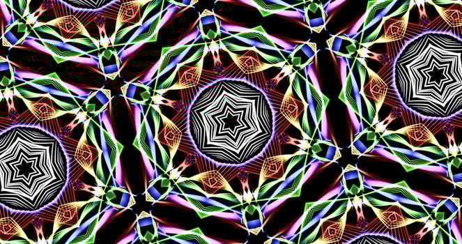 Kaleidoscopic Pattern On Dark Background In Vibrant Colors photo