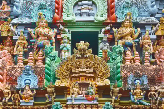 Sculptures on Hindu temple tower photo