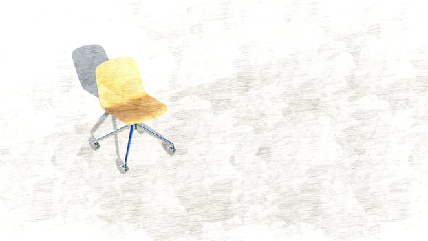 3d rendering single minimalist office chair with glossy wood on sketch photo