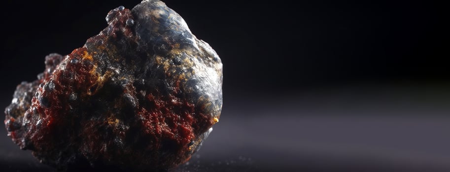 Kremersite is a rare precious natural stone on a black background. . Header banner mockup with space. photo