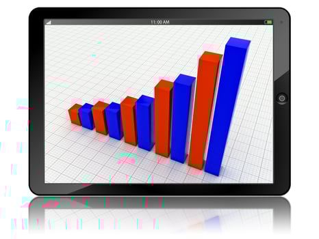 Tablet PC with business graph photo