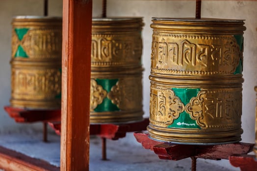 Buddhist prayer wheels. Diskit, Ladakh photo