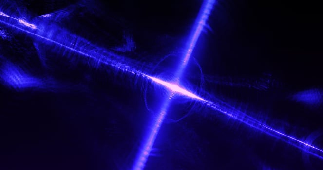 Abstract Blue And Pink Curves Lines Particles On Dark Background photo