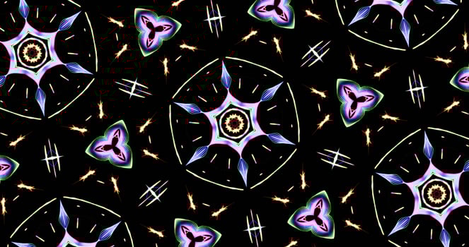Kaleidoscopic Pattern On Dark Background In Vibrant Colors photo