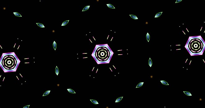 Kaleidoscopic Pattern On Dark Background In Vibrant Colors photo