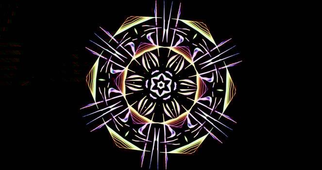 Kaleidoscopic Pattern On Dark Background In Vibrant Colors photo