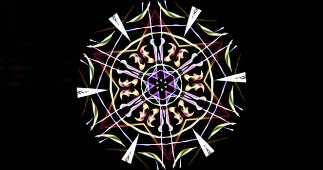 Kaleidoscopic Pattern On Dark Background In Vibrant Colors photo