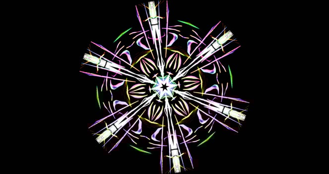 Kaleidoscopic Pattern On Dark Background In Vibrant Colors photo