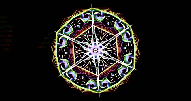 Kaleidoscopic Pattern On Dark Background In Vibrant Colors photo