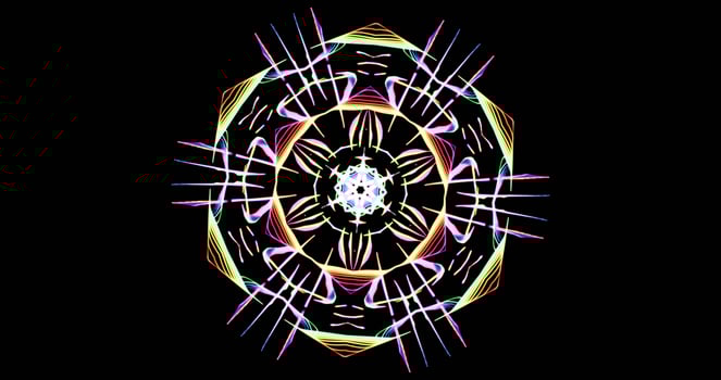 Kaleidoscopic Pattern On Dark Background In Vibrant Colors photo