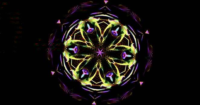 Kaleidoscopic Pattern On Dark Background In Vibrant Colors photo