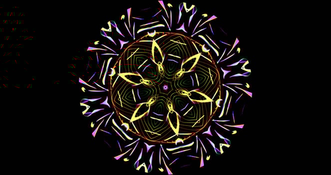 Kaleidoscopic Pattern On Dark Background In Vibrant Colors photo