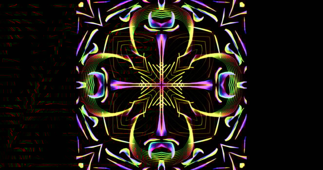 Kaleidoscopic Pattern On Dark Background In Vibrant Colors photo