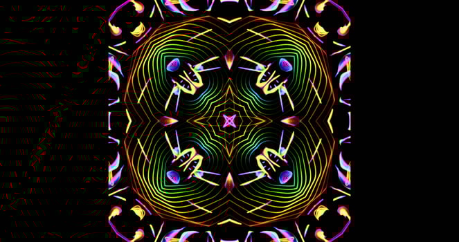 Kaleidoscopic Pattern On Dark Background In Vibrant Colors photo
