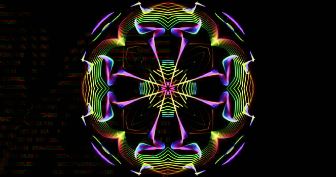 Kaleidoscopic Pattern On Dark Background In Vibrant Colors photo