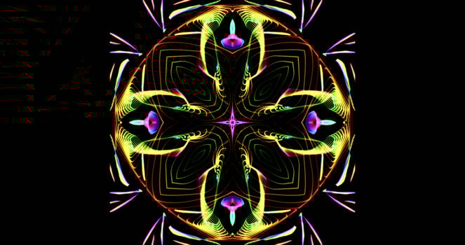 Kaleidoscopic Pattern On Dark Background In Vibrant Colors photo