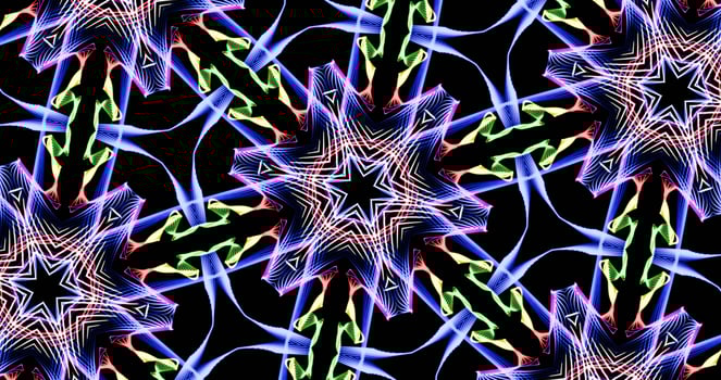 Kaleidoscopic Pattern On Dark Background In Vibrant Colors photo