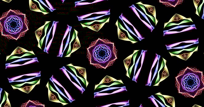 Kaleidoscopic Pattern On Dark Background In Vibrant Colors photo