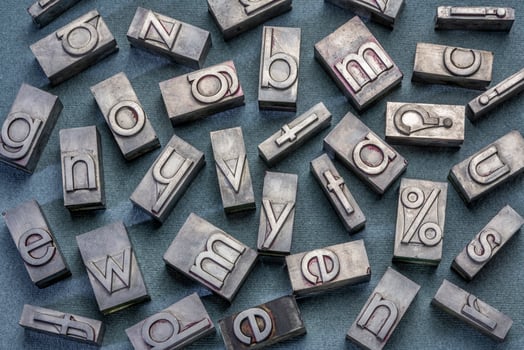 old letterpress metal type printing blocks photo
