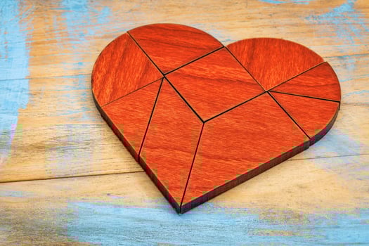 red wood heart tangram photo