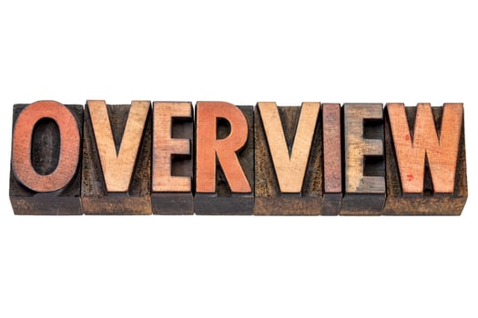 overview word in wood type photo