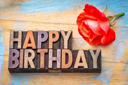 Happy Birthday in wood type photo