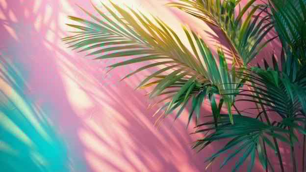 AI generated Palm Tree Against Pink Wall photo