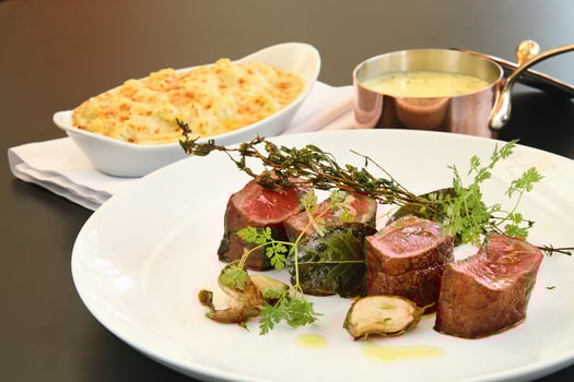 Rump tip with bernaise sauce on plate photo