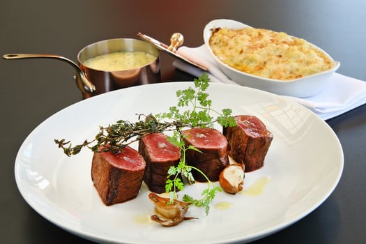 Rump tip with bernaise sauce on plate photo