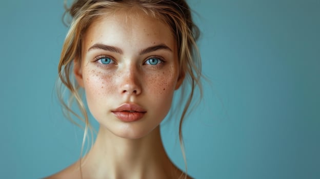 AI generated Woman With Freckled Hair and Blue Eyes photo