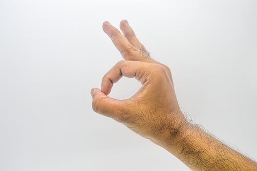 okay or delicious hand gesture isolated on white background photo