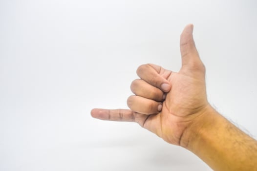 telephone hand gesture isolated on white background photo