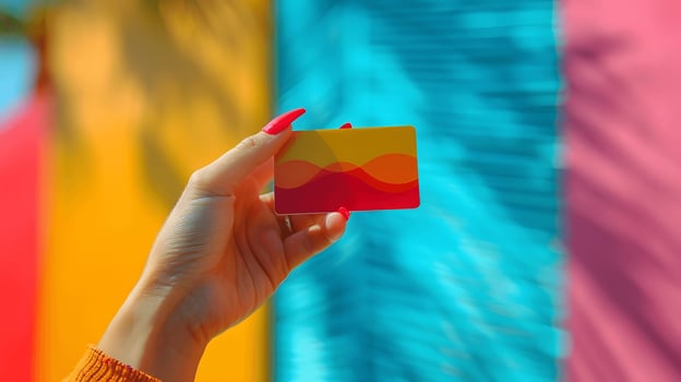 Credit card held with space for customization. photo