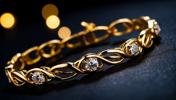 chic gold bracelet on a dark background photo