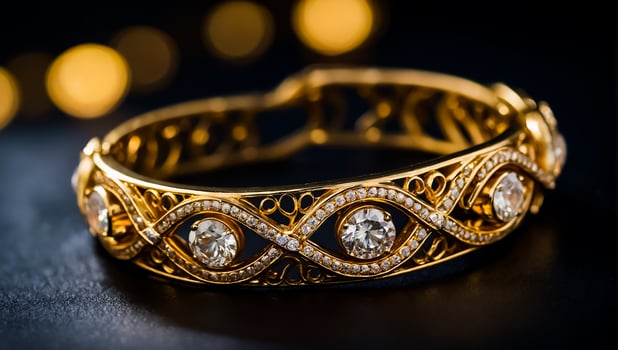 chic gold bracelet on a dark background photo