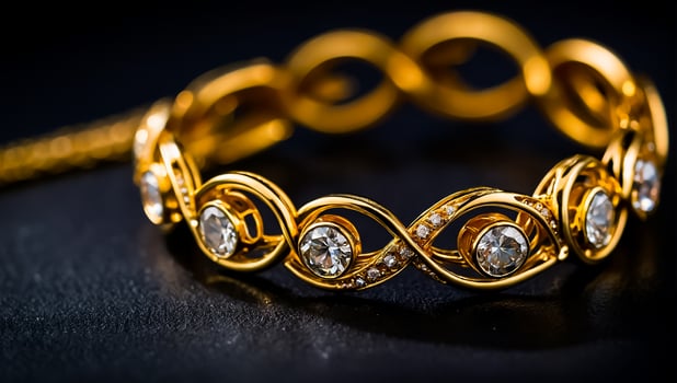 chic gold bracelet on a dark background photo