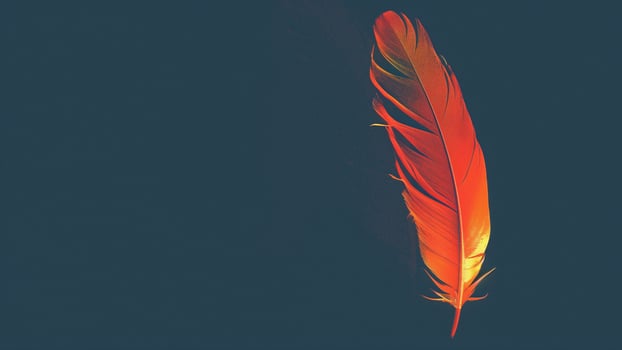a red feather is shown on a dark background photo