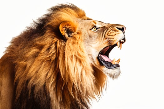 Close-up of a Lion roaring profile Leo photo