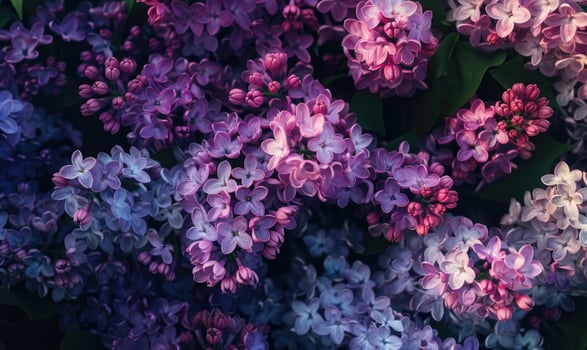 Lilac blooms in various shades of purple photo