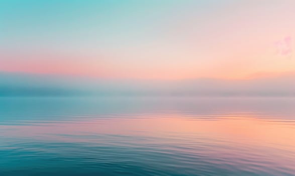 The soft pastel colors of dawn breaking over the horizon photo