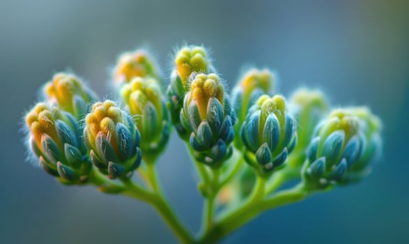 A close-up shot of Mimosa buds just beginning to bloom photo