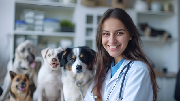 Woman Veterinarians Portrait with Animals Veterinary Clinic, Woman, veterinarians, portrait, animals, veterinary clinic photo