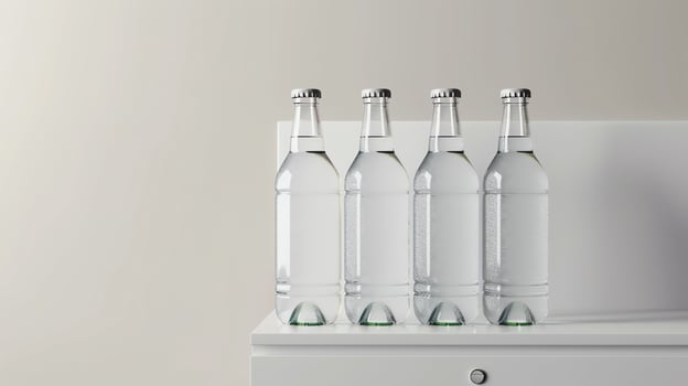 beverage cooler with blank bottle mockups for refreshing drinks photo