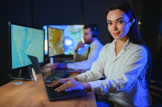 Dispatching support centers for freight transportation. Logistics and navigation of cargo delivery photo