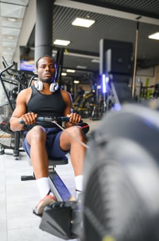 African American man working out in the gym. photo