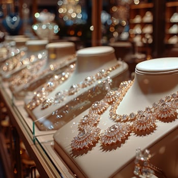 AI Generated Elegant Jewelry Store Glimmering with High-End Business Luxury photo
