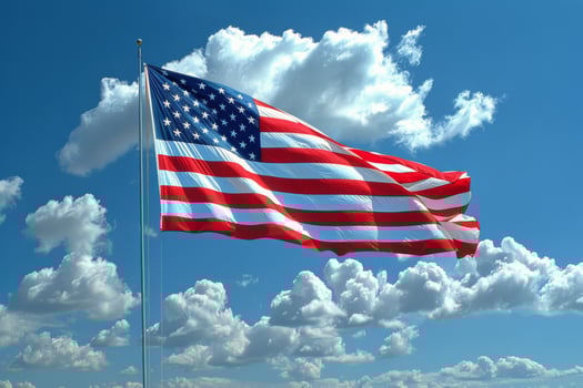 AI generated Large American Flag Flying in Sky photo