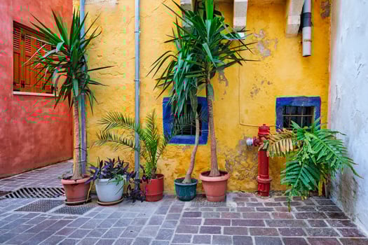 Scenic picturesque streets of Chania venetian town. Chania, Creete, Greece photo
