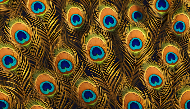 close up of peacock feathers background. photo